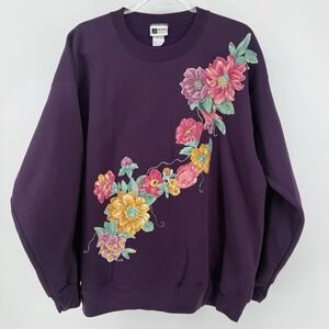 Vintage Pro Spirit Select Sweats XL Sweatshirt 80s 90s Puff Paint Floral Grandma